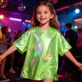 thumbnail image 2 of XIMIN Kids Girls Boys Shiny Metallic Short Sleeve T-Shirt Sparkly Glitter Top for Jazz Dance Hip Hop Performance Party Blouse, 2 of 6