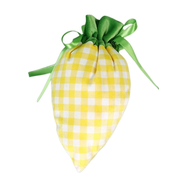 Bonitas bolsas de regalo de zanahoria aterciopeladas, 19 x 12 cm, con cuadros amarillos, para Pascua, bodas, fiestas, galletas de conejito, bocadillos, dulces, suministros para galletas.