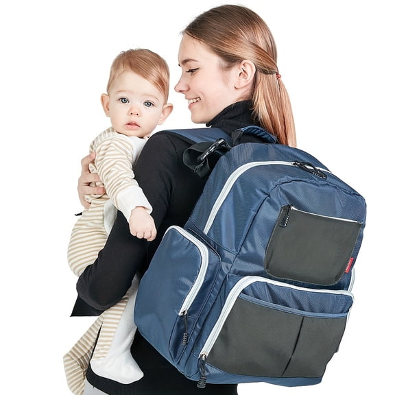 High Capacity Backpack Diaper Bags,Waterproof Nylon Baby Changing Bags, and Mom-and-Baby Bags with a Thermos Pocket set