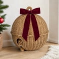 thumbnail image 5 of FeiBiQiuBi Woven Christmas Bell with Bow Ornament, Resin Jingle Bell Shaped Natural Rattan Tabletop Decor for Outdoor Indoor Decoration, 5 of 7