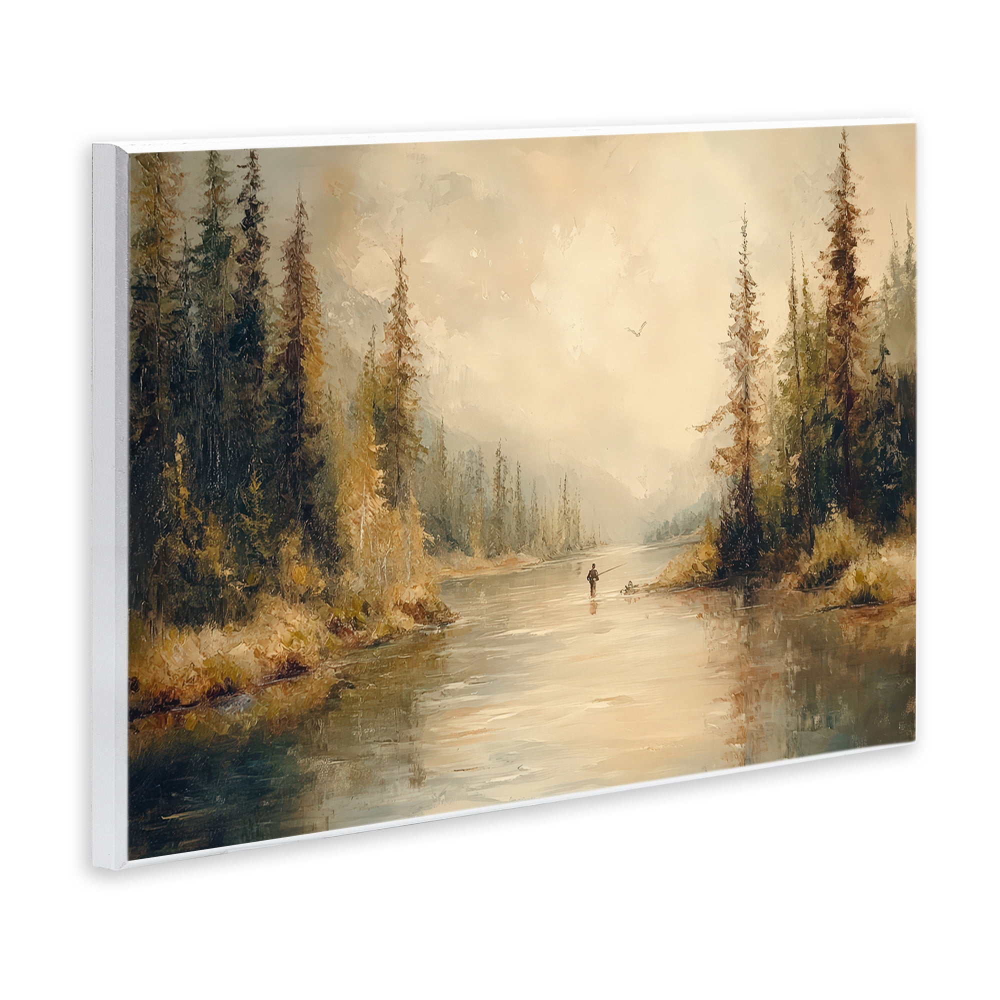 Stupell Industries Fly Fisher at Misty River Wall Plaque Art, design by Petal Prints Design