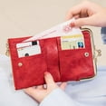 thumbnail image 2 of Portefeuille Court Femme Multi-Cartes Porte-Cartes Multifonction Porte-Monnaie Mode Simple Trois Plis Clip Court Mini Portefeuille Femme Rouge, 2 of 6