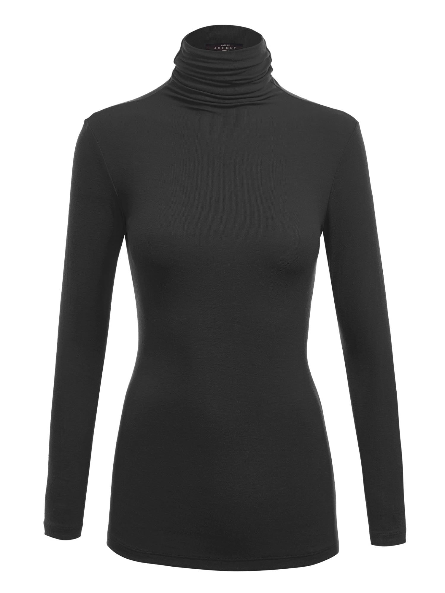 Made by Johnny - MBJ WSK1030 Womens Long Sleeve Ribbed Turtleneck ...