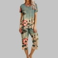 thumbnail image 2 of yievot Lounge Sets for Women Floral Printed Short Sleeve Shirts and Capri Pajamas Sets 2 Piece Sleepwear Loungewear, 2 of 5