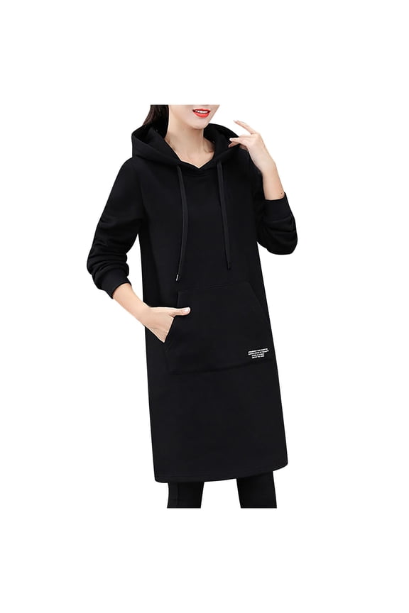 Stylish Women's Fashion Sweatshirt Pocket Drawstring Long Pullover Tops Letter Print Casual Comfy Womens Hoodie Sweatshirt Trendy Clothes for Women Black XL