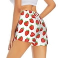 thumbnail image 3 of Xecao's Strawberries for a double-layer running short for women, perfect for gym, tennis, and more, featuring a convenient pocket., 3 of 9