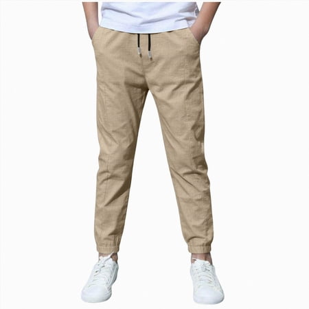 Hessimy Boys Athletic Joggers Lightweight Running Pants with Pockets Outdoor Gym Workout Track Trousers 6-12 Months 12-24 Months 2T 3T 4T 5T 6T 7T 8T 9T Children(Khaki 4-5 Years)