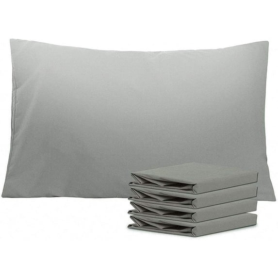 Queen Pillowcases Set of 4, 100% Brushed Microfiber, Soft and Cozy, Wrinkle, Fade, Stain Resistant with Envelope Closure, 20"x 30", Smoky Grey