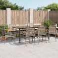thumbnail image 1 of vidaXL 9 Piece Garden Dining Set with Cushions Grey Poly Rattan, 1 of 4