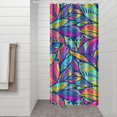 thumbnail image 3 of Small Stall Narrow Shower Curtain 36"W x 72"L – Tropical Bohemian Leaves, Mid-Century Abstract Boho Botanical Bathroom Decor, Vintage Floral Palm Leaf Pattern, Rustic Tribal Folk Style, 3 of 5
