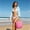 Hot Pink-HT, variant on Paper Straw Woven Tote Bag with Rattan Ring Handle Summer Beach Vacation Shoulder Bag for Casual Travel 14.96x10.23in