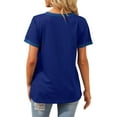 thumbnail image 6 of Arnsht Womens Dressy Casual Shirts Short Sleeve Solid Color V Neck Work Blouse Business Casual Summer Trendy Tops Blue M, 6 of 9