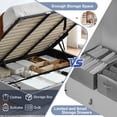 thumbnail image 3 of King Size Bed Frame with Lift Up Storage, Boucle Upholstered Platform Bed with Curved Headboard, No Box Spring Needed, Hydraulic Storage, Light Grey, 3 of 6