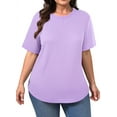 thumbnail image 3 of Fantaslook Womens Plus Size Tops Crewneck Short Sleeve Shirts Casual Loose Tunic Tops Curved Hem Summer Blouses, 3 of 7
