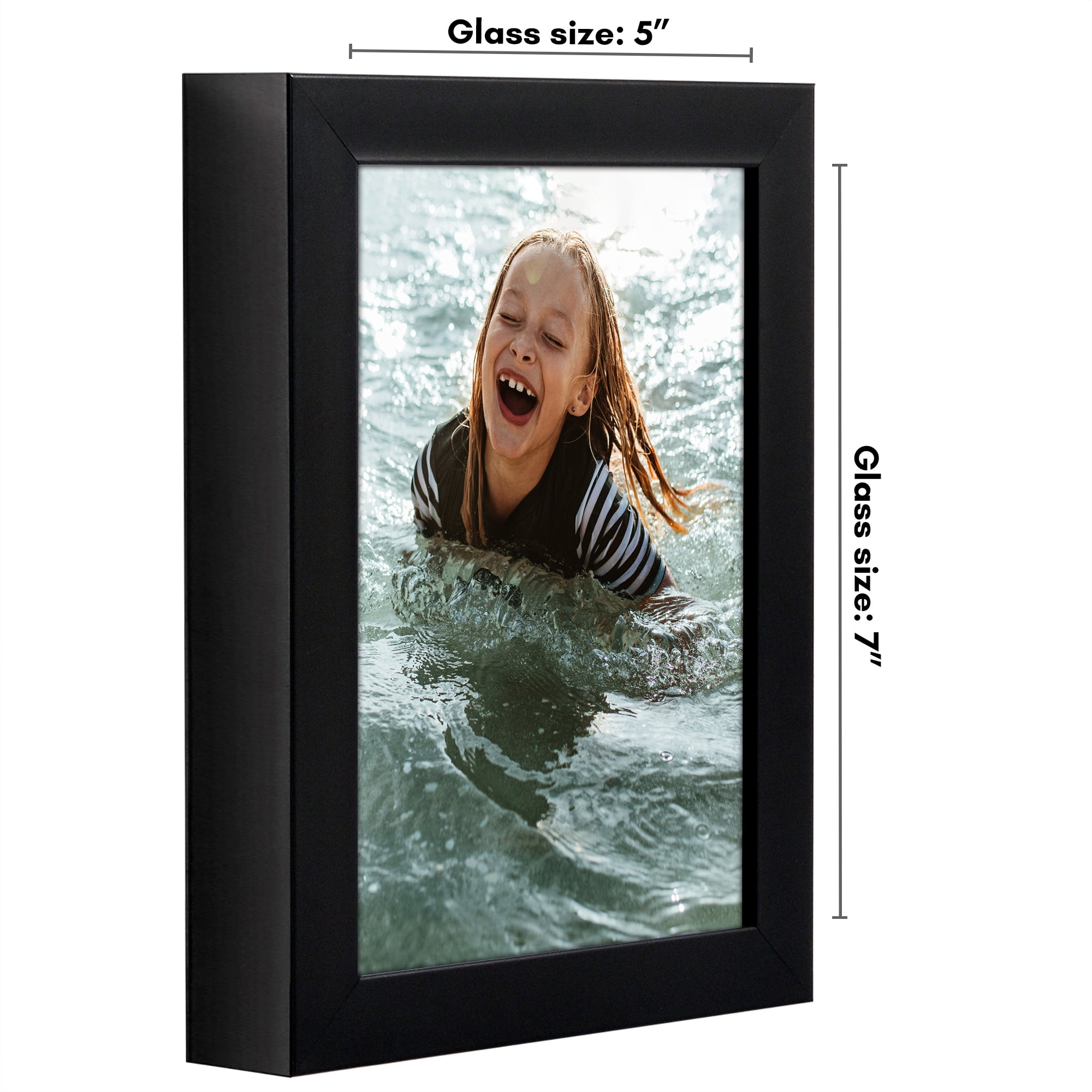 Americanflat 5x7 Picture Frame with Shatter-Resistant Glass Soho Collection Gallery Style Deep Molding - Black