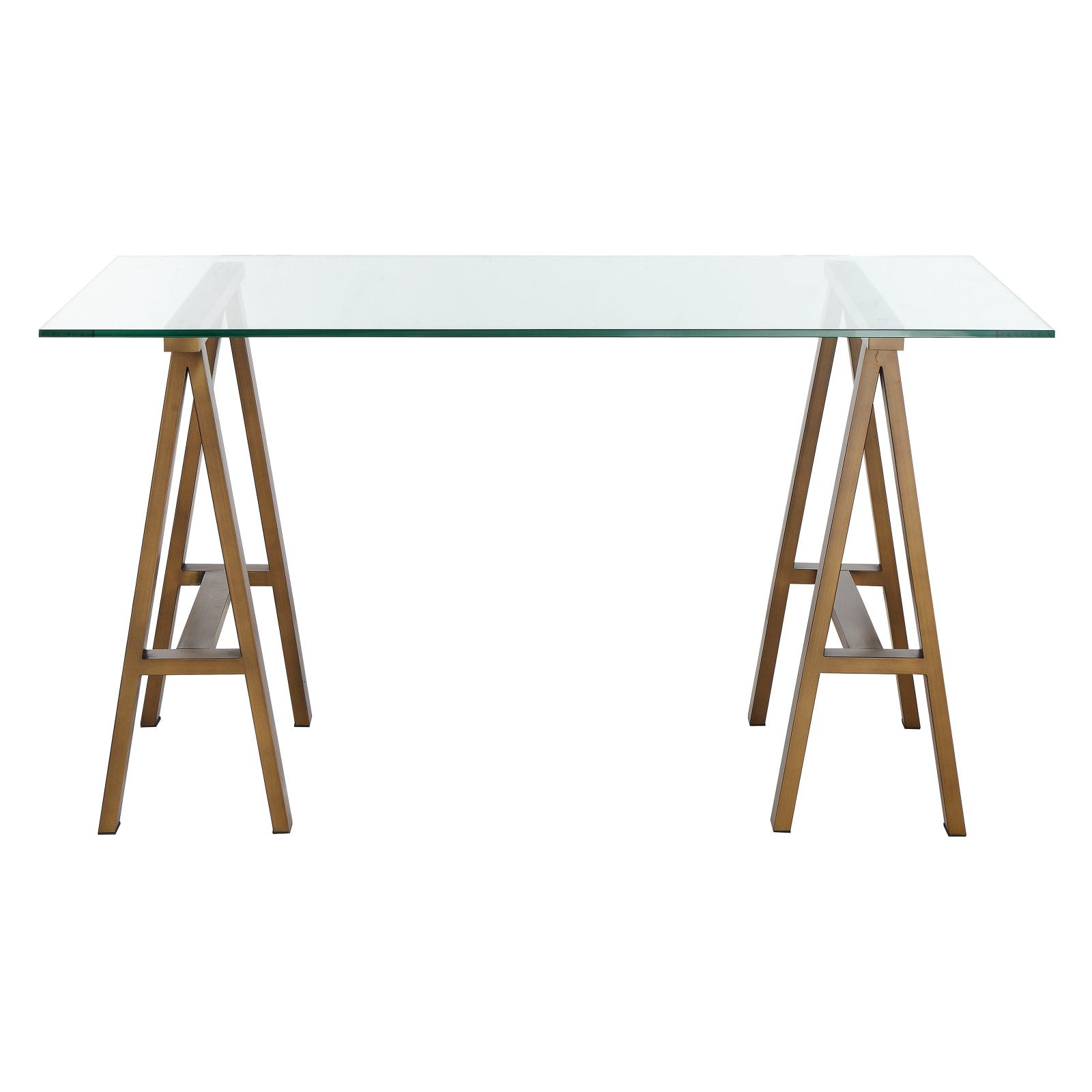 Pangea Home Brady Glass Sawhorse Desk Walmart Com Walmart Com