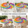 thumbnail image 7 of Colorful Rainbow Tie Dye Spiral Pattern Round Fitted Tablecloth with Elastic Edge,Dining Table Cover Waterproof,Outdoor Round Tablecloth for Camping,Dining,Indoor and Outdoor, 7 of 7