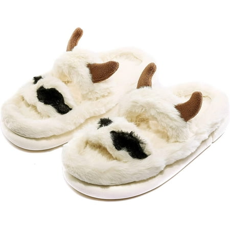 

Cow Slippers for Women and Men OSLEI Fluffy Cute Cozy Cartoon Cow Cotton House Slipper Womens Milky Cows Animal Preppy Funny Furry Kawaii Bedroom Pillow Cloud Slippers for Women Indoor and Outdoor