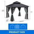 thumbnail image 2 of Dextrus 10x10ft Outdoor Hardtop Gazebo with Nettings & Gray Curtains,Heavy Duty Steel Double Galvanized Roof Canopy for Garden, Patio, Lawns, Black&Gray, 2 of 10