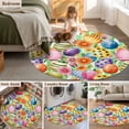 thumbnail image 5 of Round Rug 3.3Ft Washable Non-Slip, Easter Colorful Eggs Circle Area Rugs for Living Room Bedroom, Spring Floral Polka Dot Green Striped Indoor Floor Mats Carpet Runner for Home Decor Aesthetic, 5 of 8