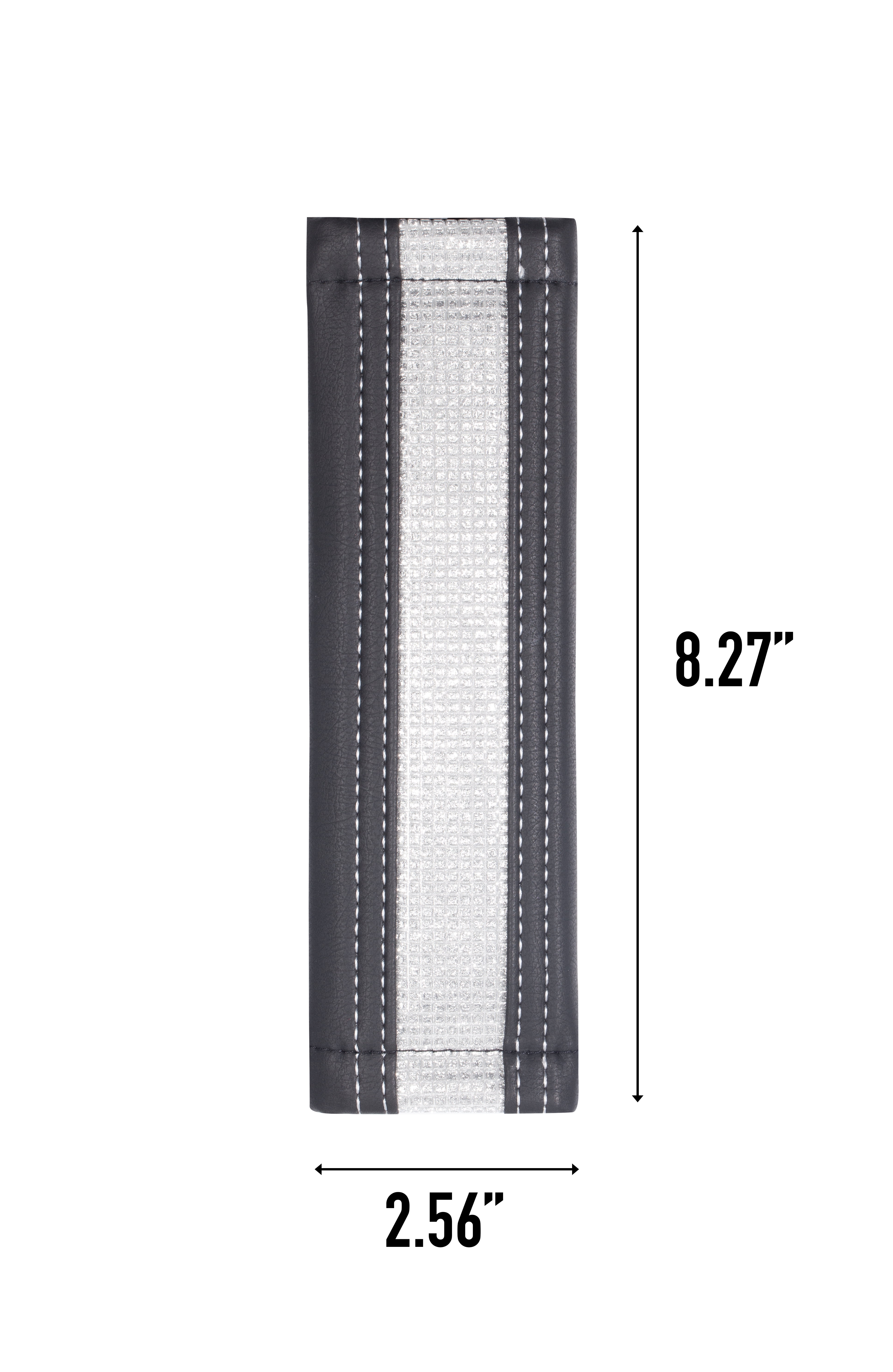 Auto Drive 1Piece Diamond Car Seat Belt Pad Faux Leather Black/Silver - Universal Fit, 23SBP100-1