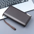 thumbnail image 4 of Fashion Men ID Long Wallet Solid Color Bag Zipper Purse Multiple Card Slots Clutch Bag, 4 of 5