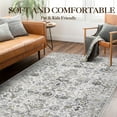 thumbnail image 2 of FairOnly 8'x10' Grey Machine Washable Rugs for Living Room Boho Vintage Floral Area Rugs for Bedroom Soft Indoor Floor Carpet, 2 of 7