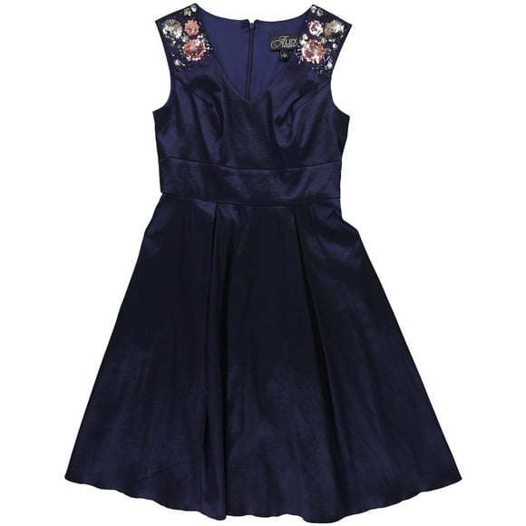 Alex Evenings Womens Sequin Knee Length Cocktail Dress, Blue, 8