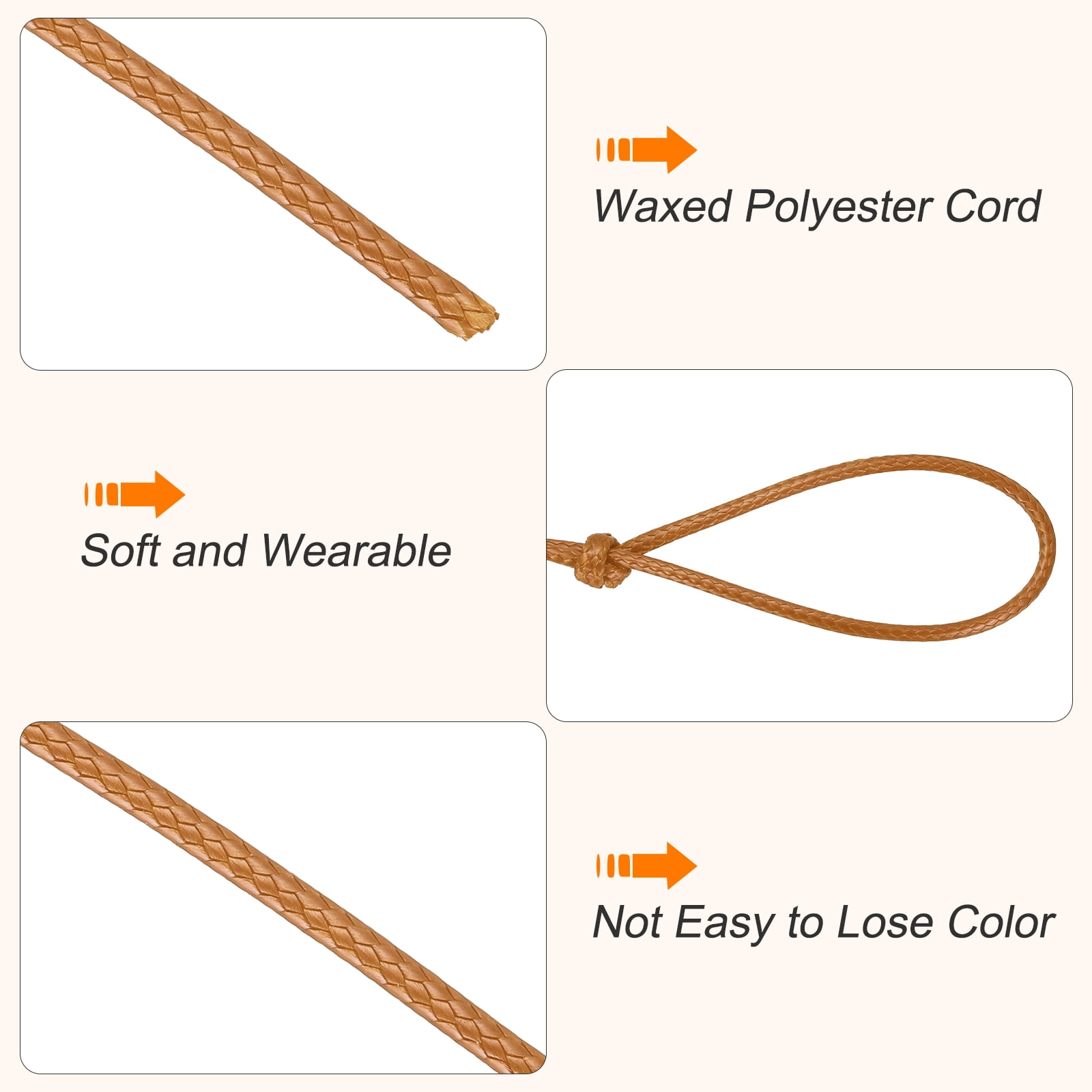 Waxed Cord 3.5mm Waxed Thread 44 Yard Wax String Leather Cord for Bracelet Making, Necklaces, Beading, Jewelry Making and DIY Crafts(Orange Yellow)