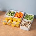 thumbnail image 2 of Paquete de 2 bandejas divididas para verduras con tapa para servir aperitivos, contenedor para ensaladas con 4 cajas extraíbles, refrigerador apilable, 2 of 5