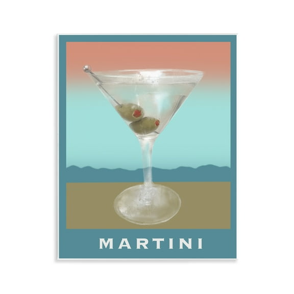 Stupell Industries Martini over Muted Tones Food & Beverage Painting Unframed Art Print Wall Art, 11 x 14