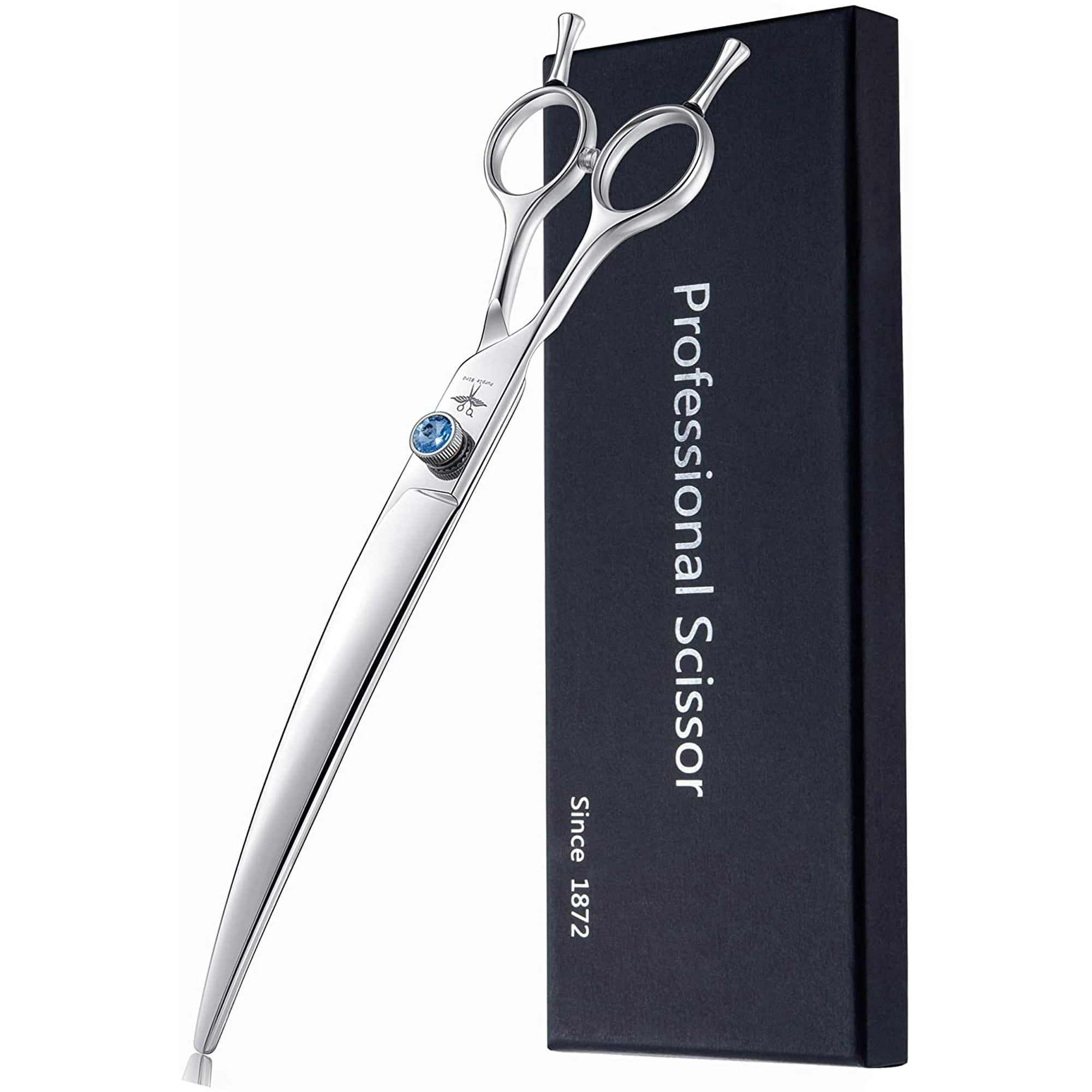 Iguohao 8 Inch Left Handed Dog Grooming Scissors Professional Straight Downward Curved Pet Cutting Thinning Texturizing Chunker Shears Safety Trimm