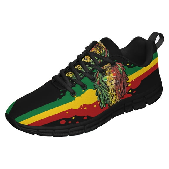 Rasta Shoes Men Women Reggae Sneakers Breathable Casual Sport Tennis Running Shoes Black Size 3.5