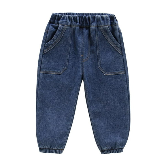 AherBiu Toddler Girls Clothes Elastic High Waisted Fleece Lined Jeans Streetwear Denim Pants for Kids