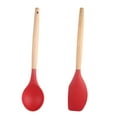 thumbnail image 1 of Los utensilios de cocina antiadherentes del silicón fijaron con la manija de madera dura natural del acacia, 2 pedazos, sin BPA, 1 of 5