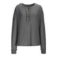 thumbnail image 6 of Maplenight Womens Lightweight T Shirts Waffle V Neck Button Long Sleeve Henley Tunic Tops Solid Loose Casual Pullover Blouses for Fall Winter, 6 of 8