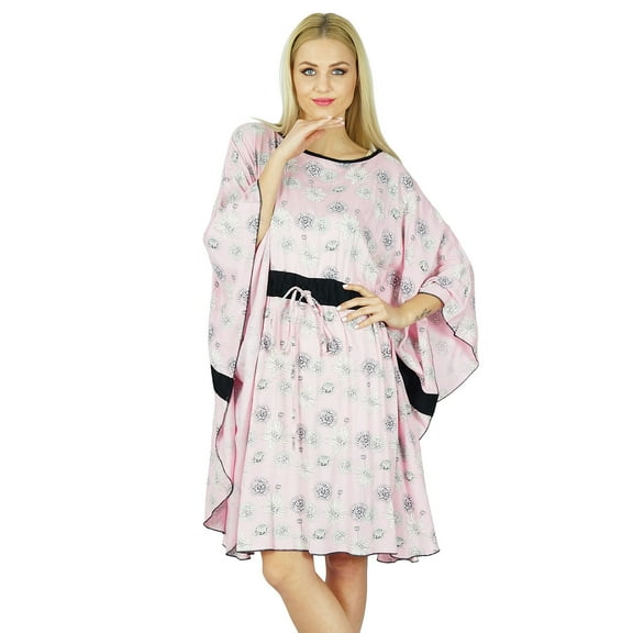 Bimba Women Short Rayon Kaftan Kimono Sleeve Caftan Boho Dress