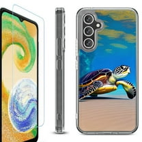 OneToughShield ® Compatible with Samsung Galaxy A15 5G, Shockproof Bumper Phone Case, with Tempered Glass Screen Protector - Sea Turtle Beach