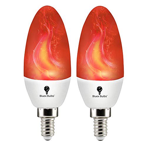 2 Pack E12 Flame Bulb LED Red Fire Bulbs Decorative Flickering Bulbs
