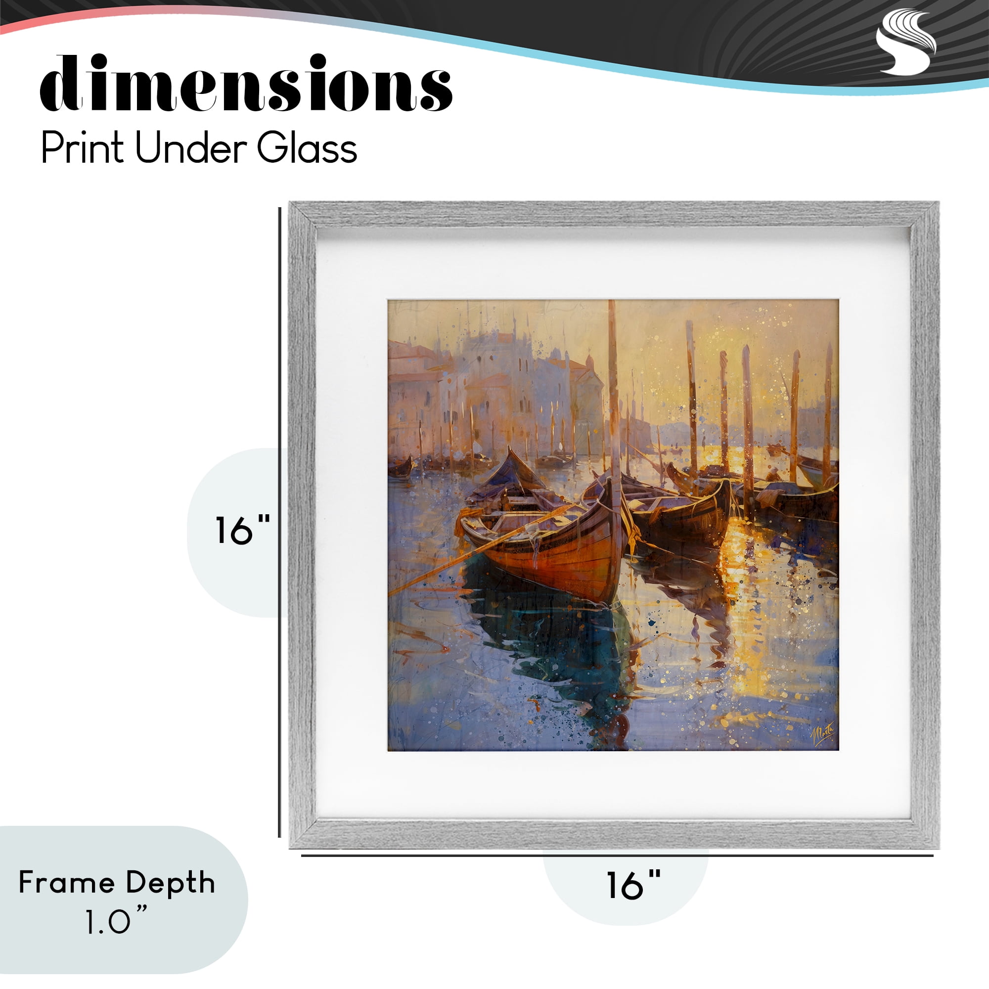 Stupell Industries Speckled Venice Boats Gray Framed Print Under Glass, design by Marta Wiley