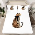 thumbnail image 2 of Homewish Boys Girls Kawaii Black Ribbon Bow 4pcs Bed Sheets,Animal Leopard King Sheets,Woodland Safari Cheetah Super Cozy Sheet Set,Breathable Home Decor, 2 of 7