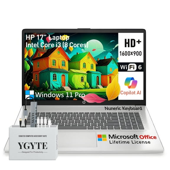 HP 2025 Laptops 17 Inch, 17.3" Laptop Computer, HD  Large Screen, Intel Core i3 (8-Cores), 32GB RAM 1TB SSD, Windows 11 Pro Lifetime Office, 10 Key Number Pad, Wi-Fi 6, USB-C