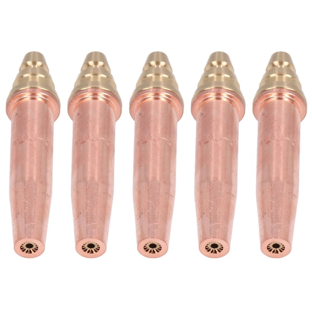 High-Performance 5-Piece Brass Copper Cutting Tips for Propane Gas Welding, CNC Machined, Cyclone Design, Enhanced Gas Flow, Industrial Applications.