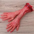 thumbnail image 3 of Mano, cuerpo, partes falsas, manos cortadas, sangre, humano roto, accesorios, brazo espeluznante, decoraciones muertas, truco de utilería, pies de zombi, cadáver de goma, 3 of 4