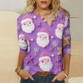 thumbnail image 2 of Plus Size 3/4 Sleeve Christmas Shirts for Women Pullover Cute Holiday Tees Tops Loose Crewneck Graphic Tunic Blouses, 2 of 5