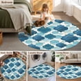 thumbnail image 5 of Large Round Rug 8Ft Washable Non-Slip, Blue Geometric Moroccan Circle Area Rugs for Living Room Bedroom, Abstract Art Blue Ombre Modern Indoor Floor Mats Carpet Runner for Home Decor, 5 of 8