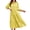Yellow, variant on Womens Casual 3/ 4 Sleeve Shirt Dress Button Down V Neck Tiered Collared Flowy Maxi Dress