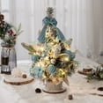 thumbnail image 1 of Ohmyroo 15.75-Inch Blue Christmas Flocked Tabletop Tree With Lights Artificial Cedar Tree For Home Living Room Store Window Holiday Decor, 1 of 7
