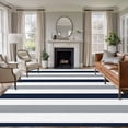 thumbnail image 2 of Navy Blue Gray Striped Large Area Rugs for Bedroom Living Room, Soft Non Slip Carpet Bedside Rug, Farmhouse Stripe Art Rectangular Floor Cover Kitchen Accent Rug 6'x9' for Dining Room/Office, 2 of 9