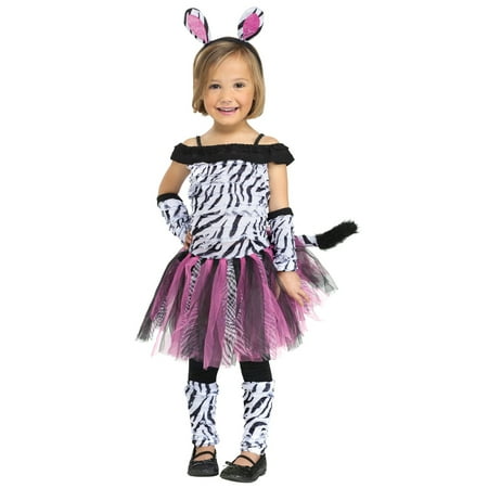 Toddler Girls Baby Pink Zebra Off Shoulder TuTu Dress Up Halloween Costume